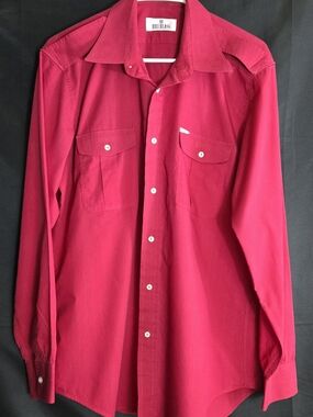 Bill Blass Men’s Red Long-Sleeve Button-Up Shirt #659